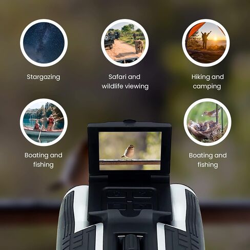 thunderb Digital Binoculars with Camera & Video Recording 12 x 32 - Camcorder for Bird Watching Cameras, Football Binoculars, Concerts Hunting 2.4" IPS Display Screen, Night Vision Best Zoom, Black in Kuwait