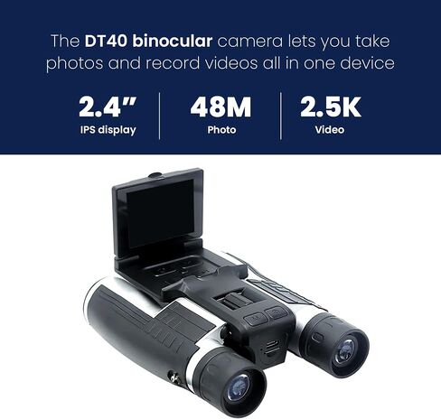 thunderb Digital Binoculars with Camera & Video Recording 12 x 32 - Camcorder for Bird Watching Cameras, Football Binoculars, Concerts Hunting 2.4" IPS Display Screen, Night Vision Best Zoom, Black in Kuwait
