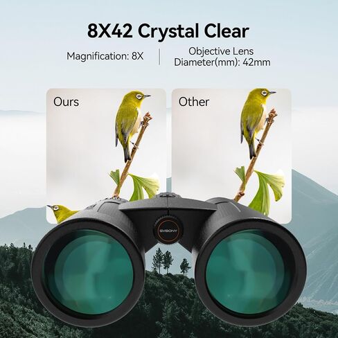 SVBONY Upgraded SV202 8x42 ED Binocular & Metal Tripod Adapter with Extra-Low Dispersion Objective Lenses for Birdwatching, BAK4 & FMC Optic System, Wide View Angle, IPX7 Waterproof in Kuwait