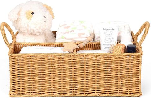 Diaper Caddy Organizer, Hand Rattan Nursery Baby Basket Changing Table Organizer for Baby Essentials, Baby Shower Gifts, Versatile Shelf Basket Bathroom/Kitchen Organizer (Natural, L) in Kuwait