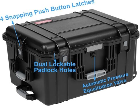 Regetek Rolling Hard Case with Foam,24.5 x 18 x 13 Inch, Waterproof Hard Case with Wheels/Retractable Handle for camera, Drone,tool, Equipment, electronics, TSA Friendly, Inner 20.39"X 13.67"X10.43" in Kuwait