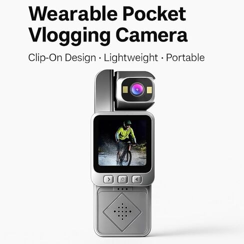 Acuvar Mini Clip-On Body Camera 1080P with 360° Rotating Lens, Wearable Recording Camera with WiFi, LCD Screen & 64GB Card in Kuwait