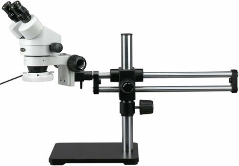 AmScope SM-5BZ-144S Professional Binocular Stereo Zoom Microscope, WH10x | 3.5X-90X Magnification Range 76mm Stereo Microscope Holder Ring 360° Multi-Axis Head Rotation Includes 0.5X Barlow in Kuwait