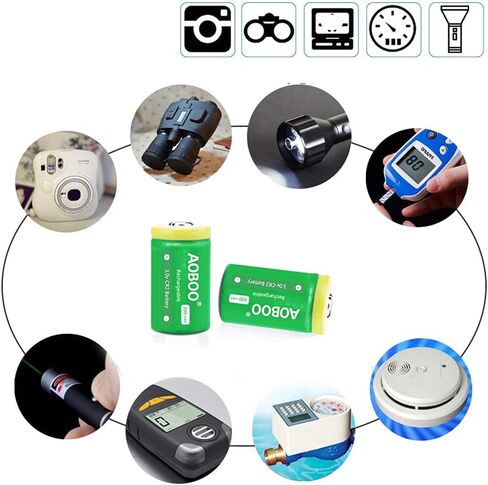 CR2 3V Rechargeable Battery 4pcs + Charger Set Compatible with Golf Rangefinder Camera CR-2W/4P CR15H270 Rechargeable Battery in Kuwait