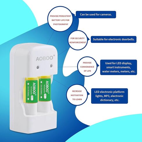 CR2 3V Rechargeable Battery 4pcs + Charger Set Compatible with Golf Rangefinder Camera CR-2W/4P CR15H270 Rechargeable Battery in Kuwait