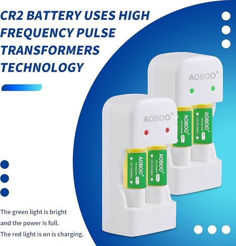 CR2 3V Rechargeable Battery 4pcs + Charger Set Compatible with Golf Rangefinder Camera CR-2W/4P CR15H270 Rechargeable Battery in Kuwait