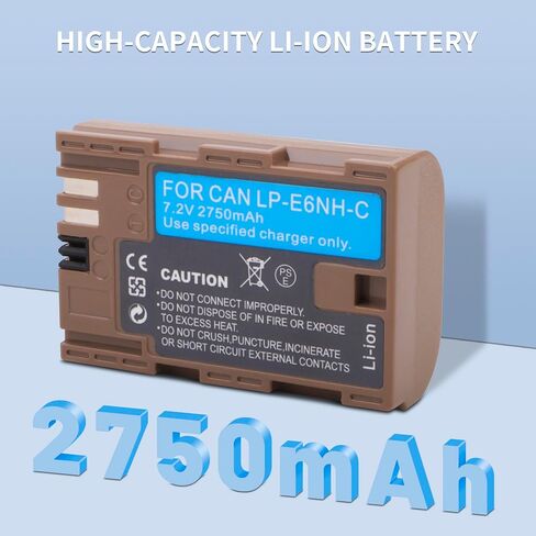 2Pack LP-E6NH LP-E6 Battery 2600mAh with Type-C Charging Port for Canon EOS R, R5, R6, R7, 5D 6D 7D Mark II III IV, 90D, 80D, 70D Cameras in Kuwait