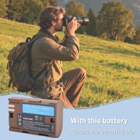 2Pack LP-E6NH LP-E6 Battery 2600mAh with Type-C Charging Port for Canon EOS R, R5, R6, R7, 5D 6D 7D Mark II III IV, 90D, 80D, 70D Cameras in Kuwait