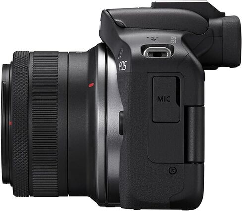Canon EOS R50 with 18-45mm Lens + 64GB Memory, Wireless Lavalier Microphones, LED Light, Grip Tripod w/Remote Shutter, Selfie Stick, Case, Software, and More (Pro Video Creator Bundle) (Renewed) in Kuwait