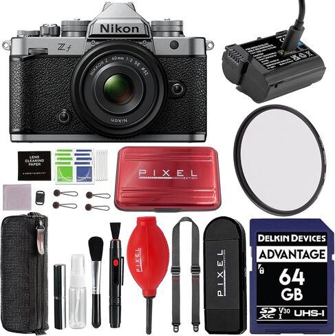Nikon Zf Mirrorless Camera with 40mm Lens (Silver) with Advanced Accessories and Travel Bundle | 2014 | nikon zf 40mm in Kuwait