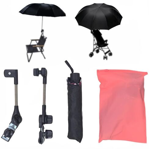 Umbrella Holder for Stroller, Secure Grip for Strollers/Camping Chairs - Scratch-Free Mount for Round/Square Tubes in Kuwait