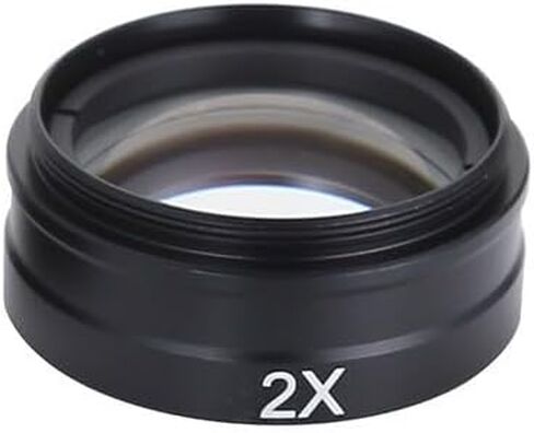 Barlow Auxiliary Objective Lens 0.3X 0.5X 1X 2X for C-Mount Industrial Microscope Camera, Double Magnification Power with 42mm Thread, Video Inspection Accessory(2X) in Kuwait