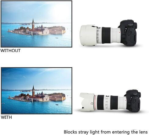 JJC White Dedicated Reversible Lens Hood Shade for Canon EF 70-200mm f/4L is II USM Lens Replaces Canon ET-78B Hood with Side Window for ND CPL Rotating Filters in Kuwait