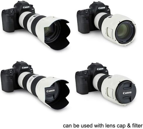 JJC White Dedicated Reversible Lens Hood Shade for Canon EF 70-200mm f/4L is II USM Lens Replaces Canon ET-78B Hood with Side Window for ND CPL Rotating Filters in Kuwait