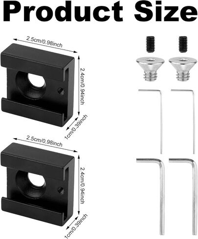 2 Pack Cold Shoe Mount Adapter, Aluminum Alloy Cold Shoe Bracket with 1/4" Screw & Hex Wrench Accessories Compatible with DSLR Camera Cage Rig Flash LED Light Monitor Microphone in Kuwait