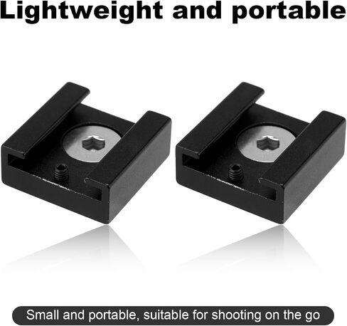 2 Pack Cold Shoe Mount Adapter, Aluminum Alloy Cold Shoe Bracket with 1/4" Screw & Hex Wrench Accessories Compatible with DSLR Camera Cage Rig Flash LED Light Monitor Microphone in Kuwait