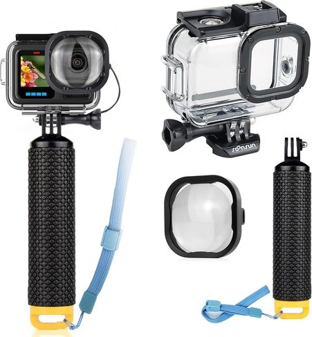 SOONSUN 60M/196FT Waterproof Case for GoPro Hero 13 12 11 10 9 Black | 5X Macro Lens Filter, Floating Handle Grip, Underwater Accessories for Snorkeling Diving Coral Reef Close-Ups in Kuwait