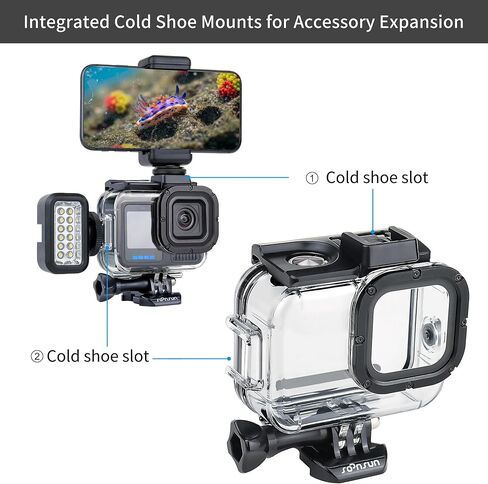 SOONSUN 60M/196FT Waterproof Case for GoPro Hero 13 12 11 10 9 Black | 5X Macro Lens Filter, Floating Handle Grip, Underwater Accessories for Snorkeling Diving Coral Reef Close-Ups in Kuwait