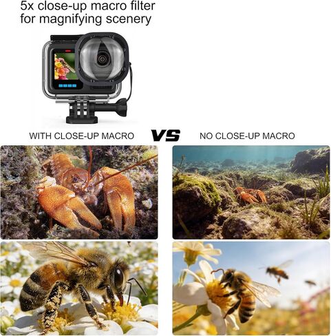 SOONSUN 60M/196FT Waterproof Case for GoPro Hero 13 12 11 10 9 Black | 5X Macro Lens Filter, Floating Handle Grip, Underwater Accessories for Snorkeling Diving Coral Reef Close-Ups in Kuwait