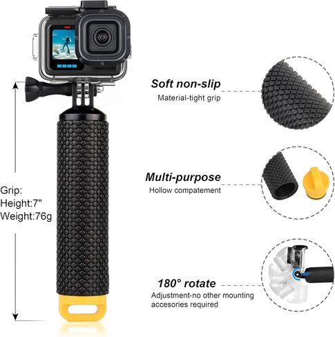 SOONSUN 60M/196FT Waterproof Case for GoPro Hero 13 12 11 10 9 Black | 5X Macro Lens Filter, Floating Handle Grip, Underwater Accessories for Snorkeling Diving Coral Reef Close-Ups in Kuwait