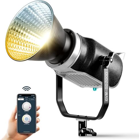 GVM 200W LED Video Light, SD200D Photography Studio Lighting Kit with Bluetooth/DMX Control, 93000lux@0.5m 3200K-5600K Bi-Color Continuous Output Lighting for YouTube Photography, CRI 97+ in Kuwait