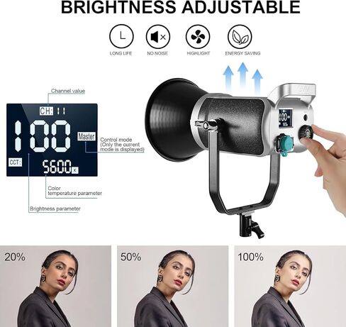 GVM 200W LED Video Light, SD200D Photography Studio Lighting Kit with Bluetooth/DMX Control, 93000lux@0.5m 3200K-5600K Bi-Color Continuous Output Lighting for YouTube Photography, CRI 97+ in Kuwait