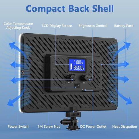 Led Video Light Panel, 20W Bi-Color Photography Lighting Kit with 4000mAh Battery, Dimmable 2500-8500K Conference Studio Light for YouTube/TikTok in Saudi Arabia