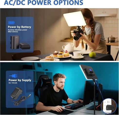 Led Video Light Panel, 20W Bi-Color Photography Lighting Kit with 4000mAh Battery, Dimmable 2500-8500K Conference Studio Light for YouTube/TikTok in Saudi Arabia