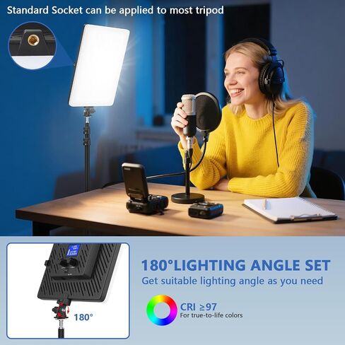 Led Video Light Panel, 20W Bi-Color Photography Lighting Kit with 4000mAh Battery, Dimmable 2500-8500K Conference Studio Light for YouTube/TikTok in Saudi Arabia