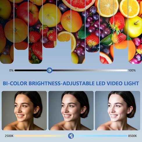 Led Video Light Panel, 20W Bi-Color Photography Lighting Kit with 4000mAh Battery, Dimmable 2500-8500K Conference Studio Light for YouTube/TikTok in Saudi Arabia