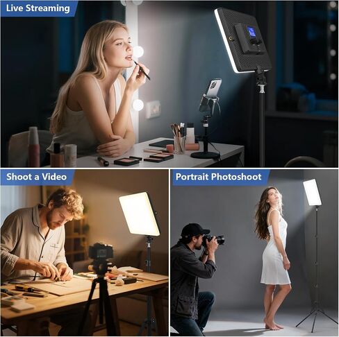 Led Video Light Panel, 20W Bi-Color Photography Lighting Kit with 4000mAh Battery, Dimmable 2500-8500K Conference Studio Light for YouTube/TikTok in Kuwait