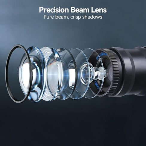 WELLMAKING 10W LED Projection Flashlight with 20 Gobos for Photo Video | Four-Color Effects, Professional Imaging Lens, Stepless Zoom Beam, Creative Pattern Projection, Content Creation & YouTube in Kuwait