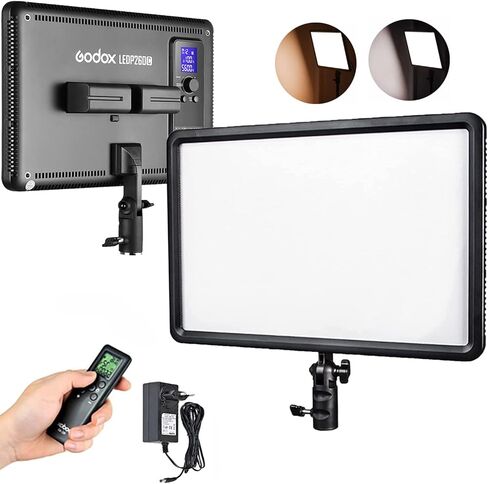Godox LEDP-260C LED Video Light Panel, 16.4" Dimmable Photography Soft Lighting 3300K-5600K Bi-Color with Remote Control, for YouTube Video Recording Streaming Studio Photo Lighting in Kuwait