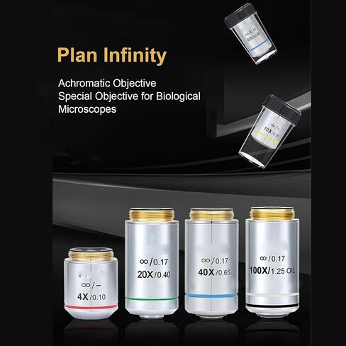 Tbest 100X Plan Objective Lens 20.2MM RMS Thread Biological Microscope Aluminum Alloy Optical Glass in Kuwait