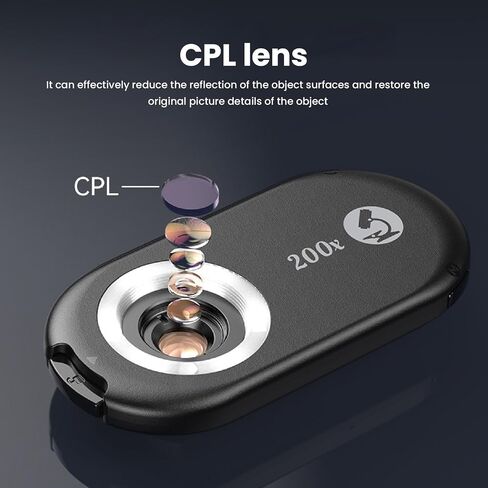 Tbest Phone Microscope Lens with LED Light CPL Filters 200X Zoom Portable Rechargeable for Photography Exploration in Kuwait