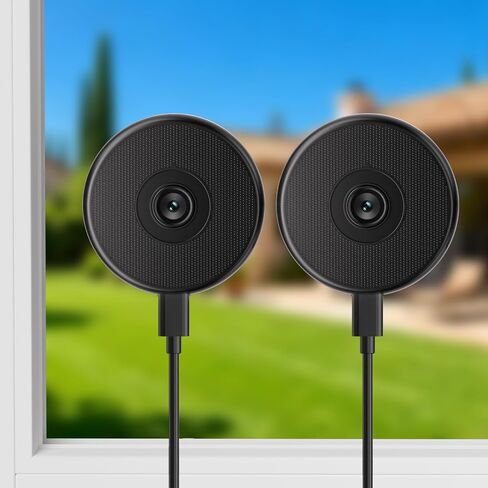 2 Pack No-Drill Window Camera, 5GHz & 2.4GHz WiFi 2K Outdoor Monitoring Thru Glass, Anti-Glare Full Color Night Vision, Window Mounted Security Camera for Home Security, Works with Alexa in Kuwait