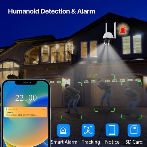PTZ Security Camera Outdoor, SV3C Pan Tilt Auto Tracking WiFi IP Camera | 1080P Color Night Vision, 2-Way Audio, Humanoid Detection, Waterproof, 24/7 Recording, RTSP, SD Card Storage, Remote Access in Kuwait