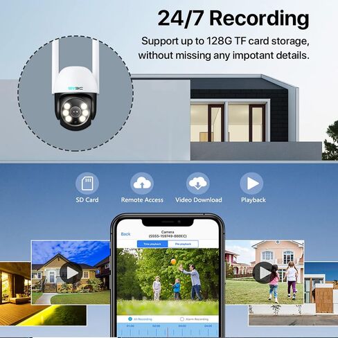 PTZ Security Camera Outdoor, SV3C Pan Tilt Auto Tracking WiFi IP Camera | 1080P Color Night Vision, 2-Way Audio, Humanoid Detection, Waterproof, 24/7 Recording, RTSP, SD Card Storage, Remote Access in Kuwait