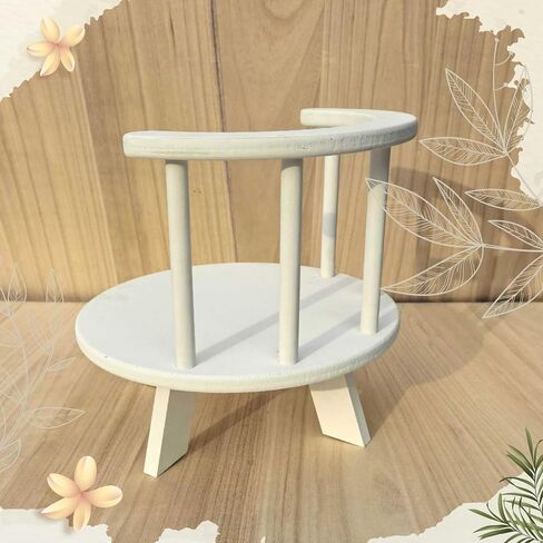 Baby Photography Props White Wooden Stool Toddler Posing Props Cake Smash | Toddler Photo Props Doll Chair Wood Stool Bench Gift Baby Milestone Chair for First Birthday Portraits, Cake Smash Sessions in Kuwait