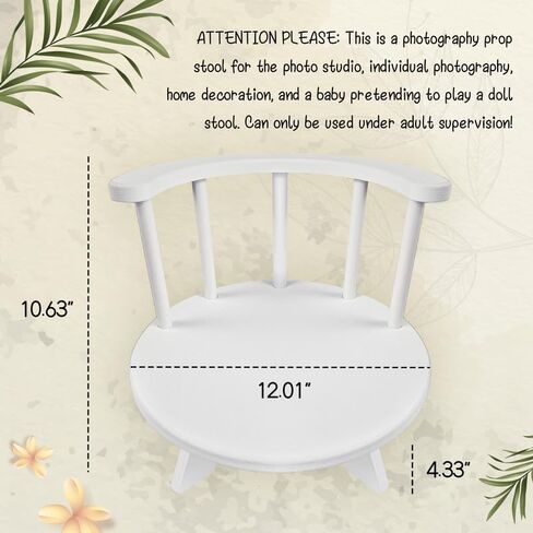 Baby Photography Props White Wooden Stool Toddler Posing Props Cake Smash | Toddler Photo Props Doll Chair Wood Stool Bench Gift Baby Milestone Chair for First Birthday Portraits, Cake Smash Sessions in Kuwait