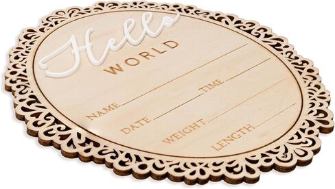 Hello World Baby Announcement Plaque, Wooden Newborn Sign, Hospital Photo Prop, Birth Announcement Decor, Nursery Room Decoration (D31) in Kuwait