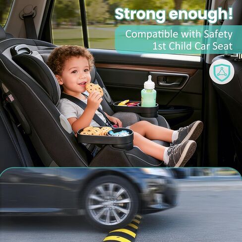 2PCS Car Seat Snack Tray with Cup Holder for Safety 1st EverFit & Grow and Go | Maxi-COSI Pria | Cosco All-in-One Car Seat, Car Seat Cup Holder Accessory, Dishwasher Safe, Black (Model C6577&C6474) in Kuwait