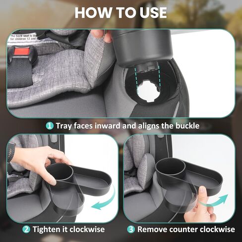 2PCS Car Seat Snack Tray with Cup Holder for Safety 1st EverFit & Grow and Go | Maxi-COSI Pria | Cosco All-in-One Car Seat, Car Seat Cup Holder Accessory, Dishwasher Safe, Black (Model C6577&C6474) in Kuwait
