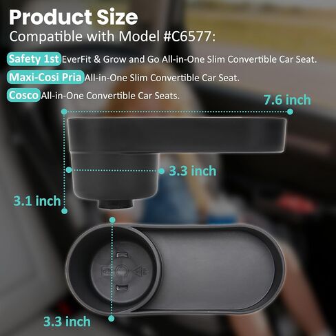 2PCS Car Seat Snack Tray with Cup Holder for Safety 1st EverFit & Grow and Go | Maxi-COSI Pria | Cosco All-in-One Car Seat, Car Seat Cup Holder Accessory, Dishwasher Safe, Black (Model C6577&C6474) in Kuwait