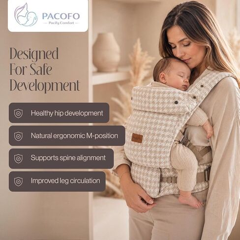 Baby Carrier - Ergonomic, Cozy and Lightweight Carrier for 7-45lbs, Effortless to Put On, Ideal for Hands-Free Parenting, Enhanced Lumbar Support, Pure Hug for Infant to Toddler,Mobile Holder in Kuwait