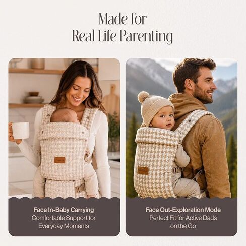 Baby Carrier - Ergonomic, Cozy and Lightweight Carrier for 7-45lbs, Effortless to Put On, Ideal for Hands-Free Parenting, Enhanced Lumbar Support, Pure Hug for Infant to Toddler,Mobile Holder in Kuwait