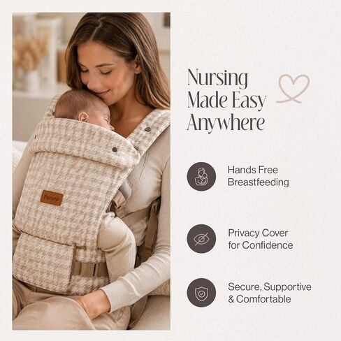 Baby Carrier - Ergonomic, Cozy and Lightweight Carrier for 7-45lbs, Effortless to Put On, Ideal for Hands-Free Parenting, Enhanced Lumbar Support, Pure Hug for Infant to Toddler,Mobile Holder in Kuwait