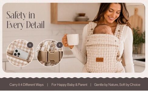 Baby Carrier - Ergonomic, Cozy and Lightweight Carrier for 7-45lbs, Effortless to Put On, Ideal for Hands-Free Parenting, Enhanced Lumbar Support, Pure Hug for Infant to Toddler,Mobile Holder in Kuwait