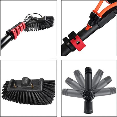 Telescopic Window Cleaning Rod - 16ft/30ft Water-Fed Brush for Solar Panel & Truck Window Cleaning, Extendable Reach, Ideal for High Areas in Kuwait
