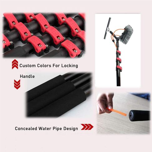 Telescopic Window Cleaning Rod - 16ft/30ft Water-Fed Brush for Solar Panel & Truck Window Cleaning, Extendable Reach, Ideal for High Areas in Kuwait